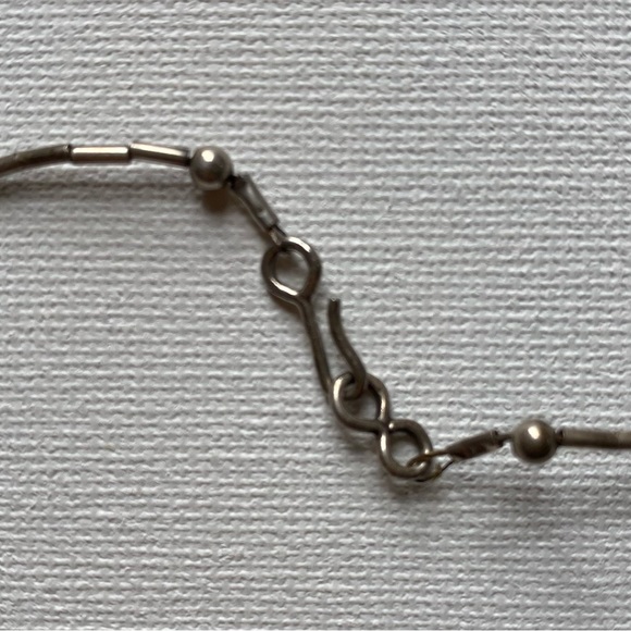 Vintage Turquoise Nugget Beaded Necklace Silver Choker - Picture 4 of 5